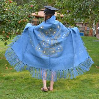 Chyanne with her grad cap and shawl