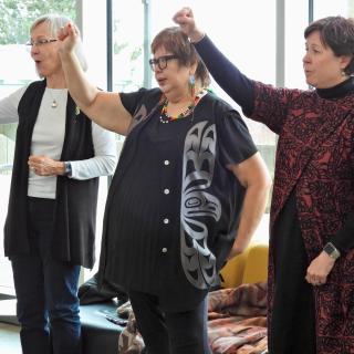 UVic Chancellor Marion Buller, VIU Chancellor Judith Sayers and VIU President Deborah Saucier