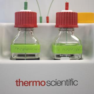 Two bottles in the Thermo Fisher Scientific Orbitrap Mass Spectrometer System 