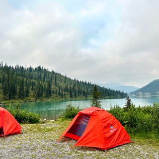 The researchers campsite at Stone Mountain Provincial Park.