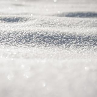 A closeup of snow with the sun shining on it.