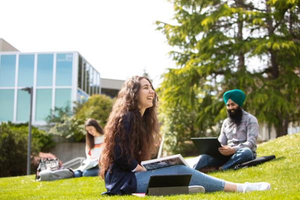 Students in quad at VIU's Nanaimo campus