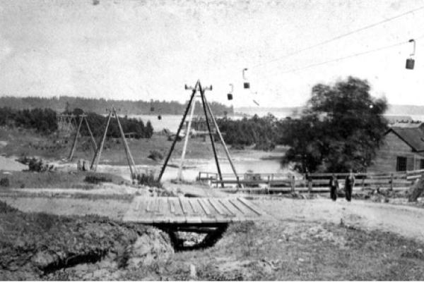 An aerial photo of the Nanaimo tramway.