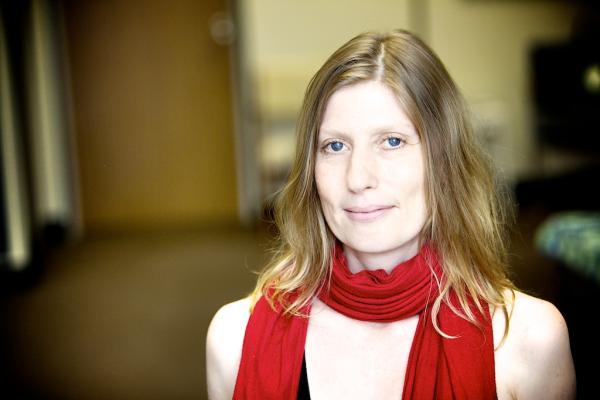 Samantha Letourneau closeup, wearing a red scarf