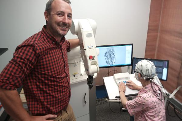 Travis Baker in his lab