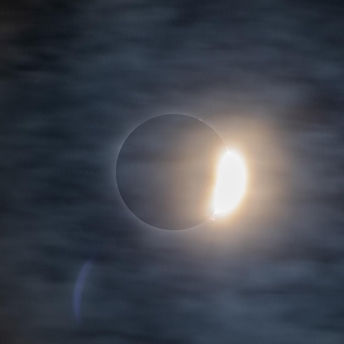 “Diamond Ring” marks the end of totality as the Sun begins to peek out from behind the Moon.